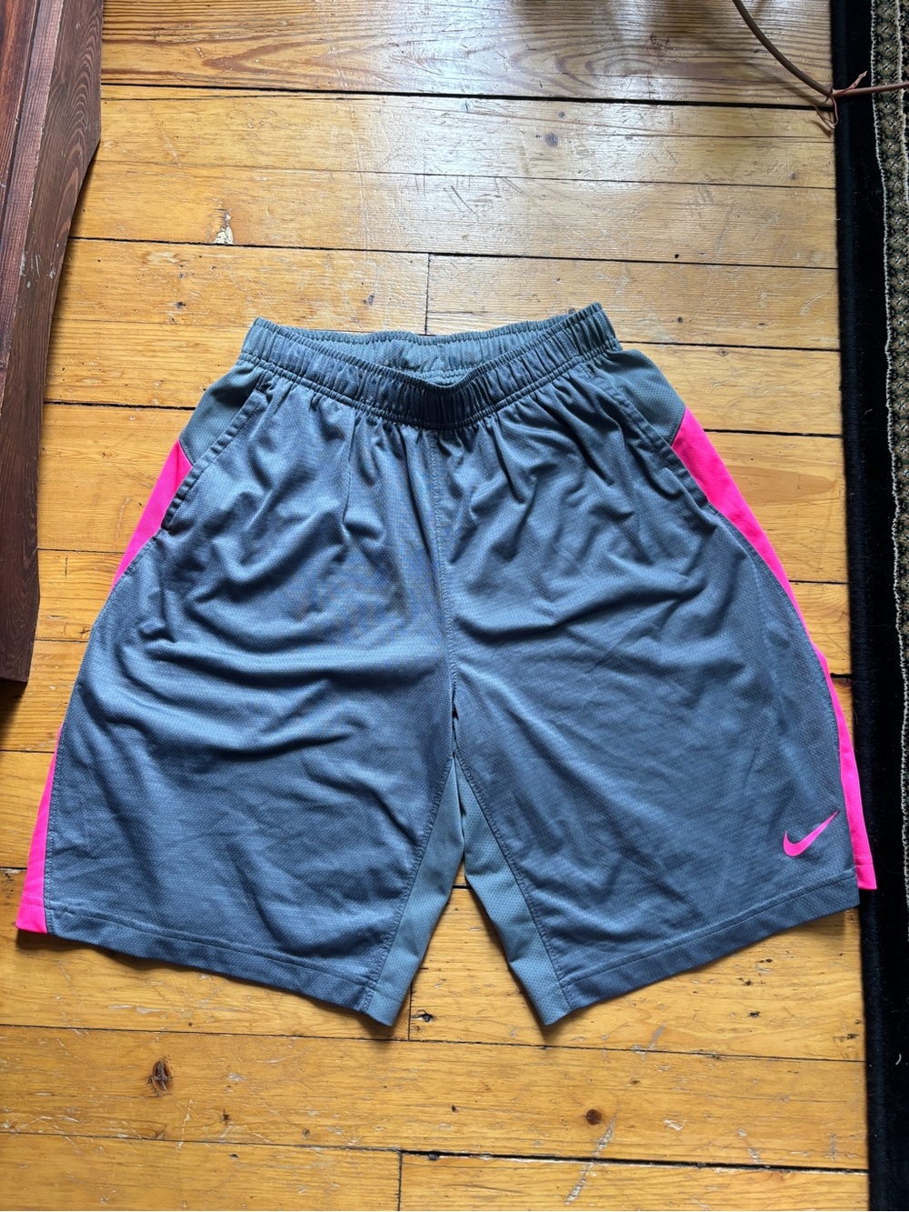 Nike Men’s Gray Athletic Shorts with Pink Panels